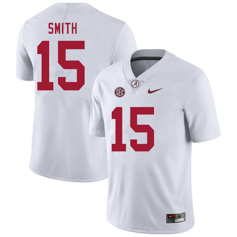 Alabama Crimson Tide Men's Eddie Smith #15 White NCAA Nike Authentic Stitched 2020 College Football Jersey KW16F80ML